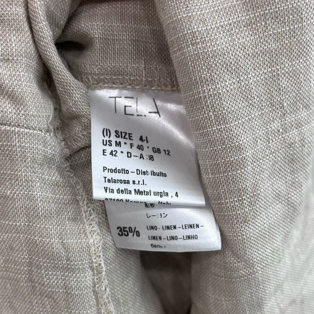 $650 TELA Cima Color Block Linen Shift Dress Black Tan with Pockets Size Medium - Picture 5 of 9